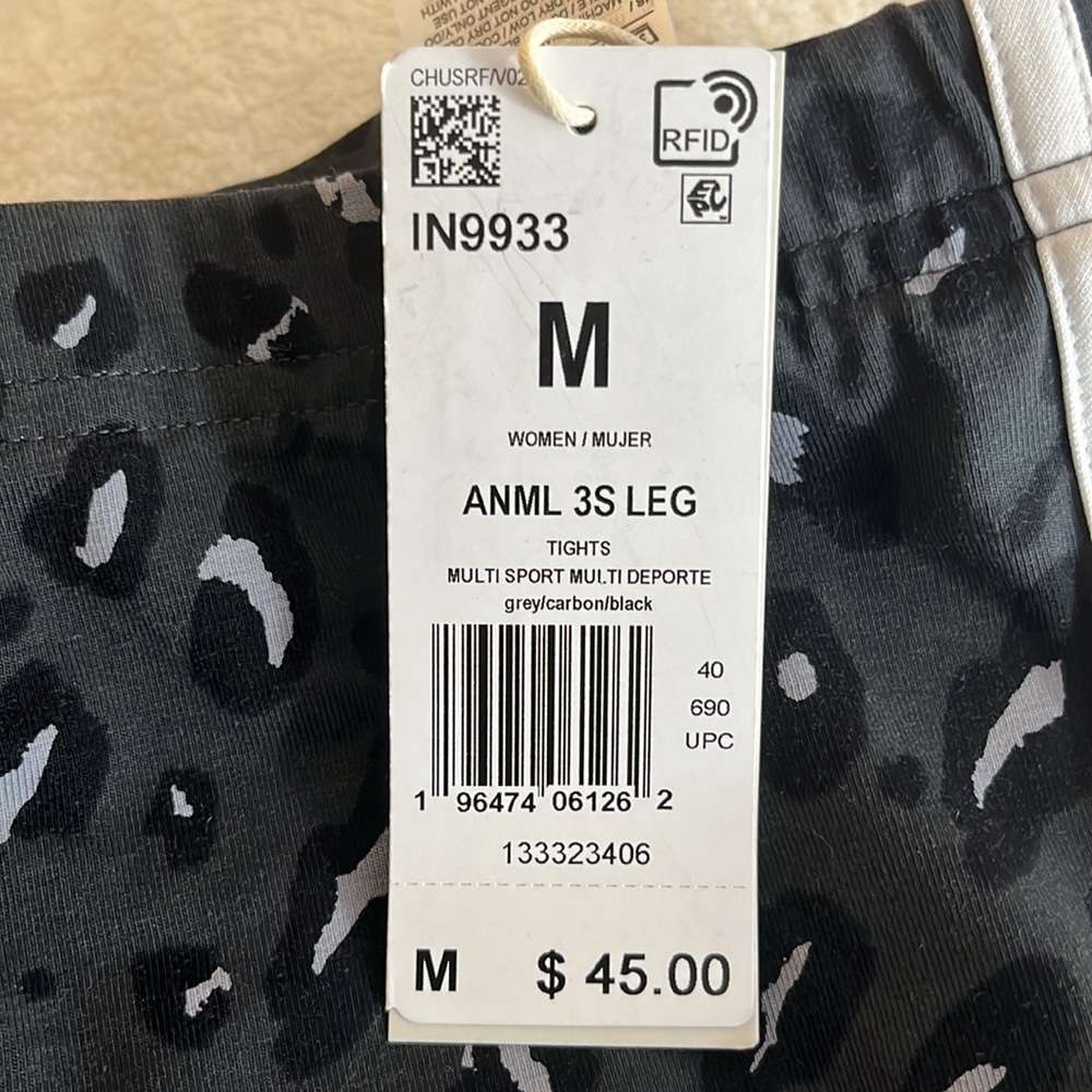 NWT ADIDAS LEOPARD PRINT LEGGINGS - Picture 11 of 13